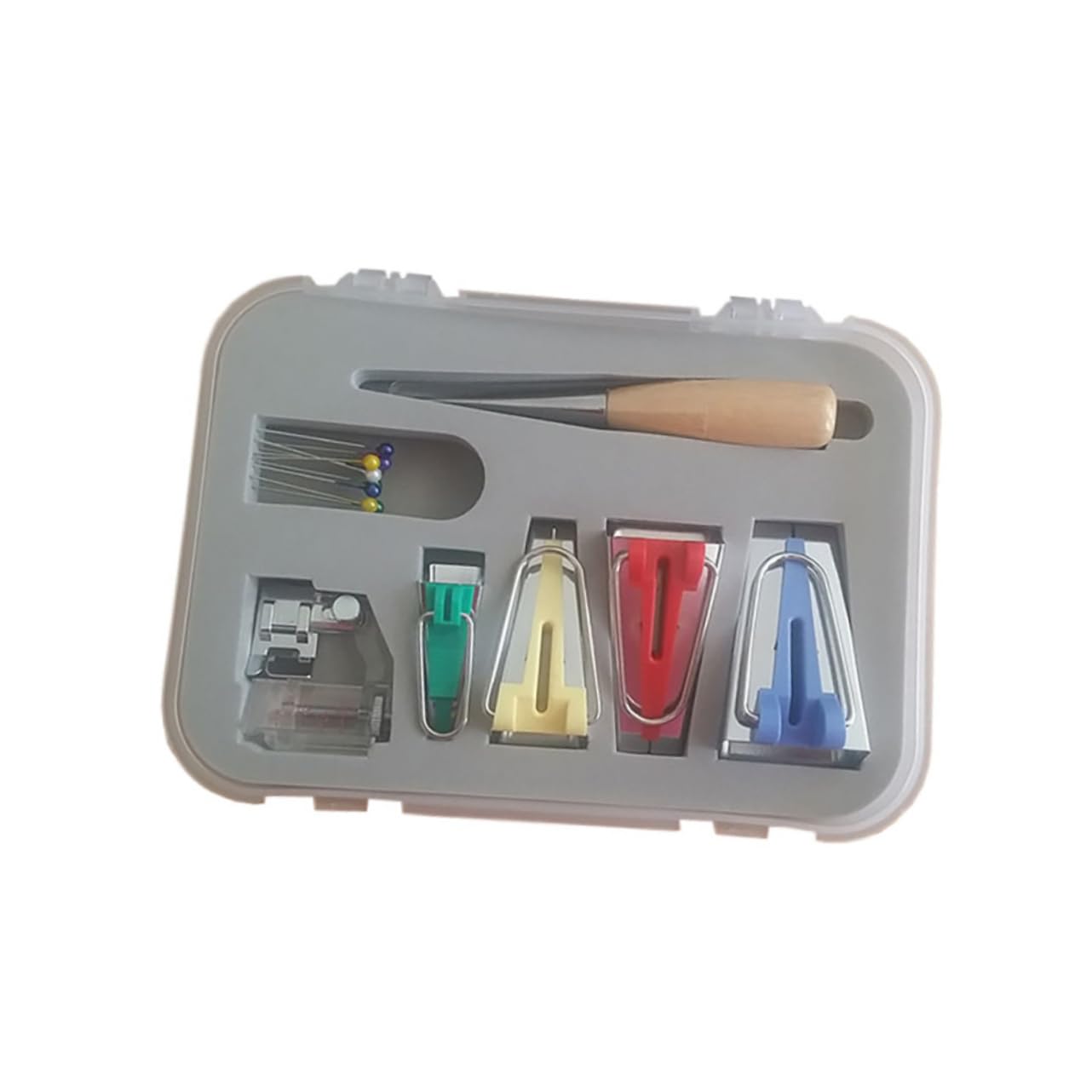 Gogogmee Multi-function Sewing Machine Tool Kit Bias Binder Foot Set 10 Pcs Ball Point Pins for Quilting Projects