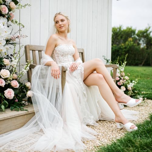 Image of RIBONGZ Block Heels Prom Heeled Sandals for Women Chunky Square Open Toe Strappy High Heels Ankle Strap Wedding Bridal Shoes High Heel Sandals for Party Dress
