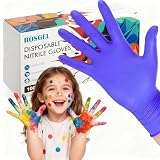 rosgel Disposable Nitrile Gloves for Kids 4-10 Years, Latex-Free, Powder-Free, X-Small Size, Perfect for Cleaning Services, Food Preparation, and Cooking -100 PCS