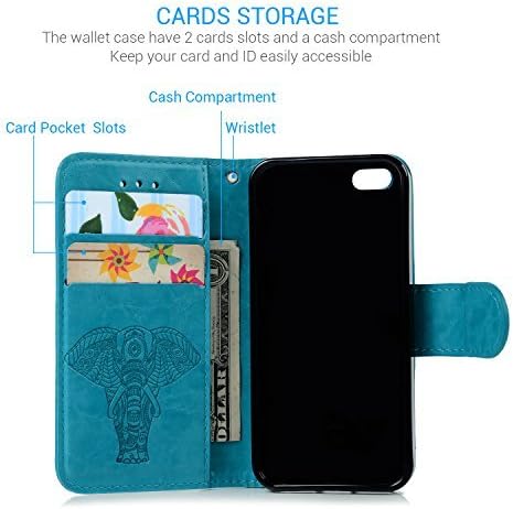 SUPWALL Compatible with iPhone 6 6S Wallet Case PU Leather Oil Wax Embossed Elephant Flip TPU Case Cover Detachable Wallet Credit Card Slots Magnetic Flap Closure Cover for iPhone 6 6S