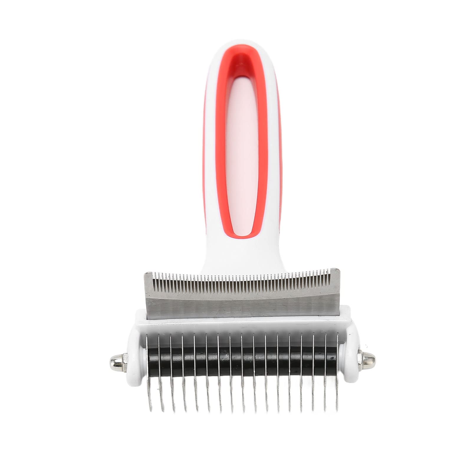 2 in 1 Pet Grooming Brush Washable Pet Dematting Comb Deshedding Tool Undercoat Rake for Cat Dog Removing Knots (Red)
