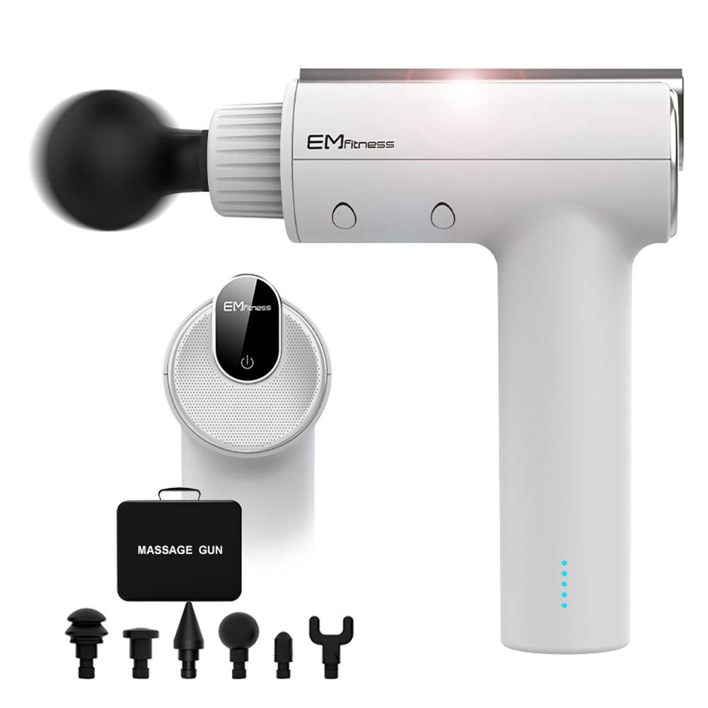 Pistolet De Massage Musculaire Masseur Électrique À Main Masseur De Soulagement Musculaire des Tissus Profonds Masseur À Percussion Ultra Silencieux À 5 Vitesses avec 6 Têtes De Massage Et Écran LCD