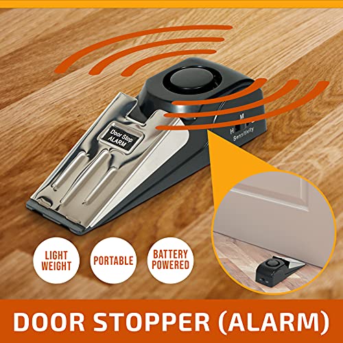 Door Stopper Alarm And Door Security Bar Bundle - House, Apartment, School, Hotel Door Security System, Sliding Glass Door Security Bar - Lightweight, Portable Doorstops #TOP2