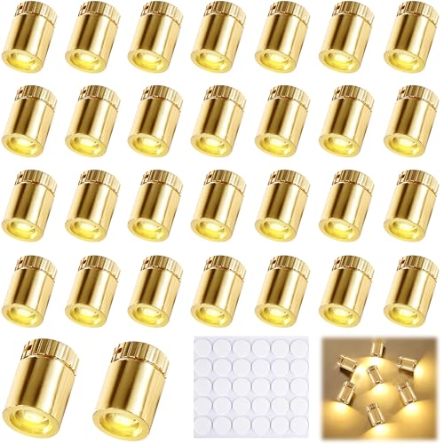 Joycabin 30 Stück Mini LED Lichter für Puppenhäuser Gold Mini-Lichter zum Selbermachen mini Lichter zum Basteln Miniatur Lichter für Vitrinen Spielzeug Bausteine (Warmweiß)