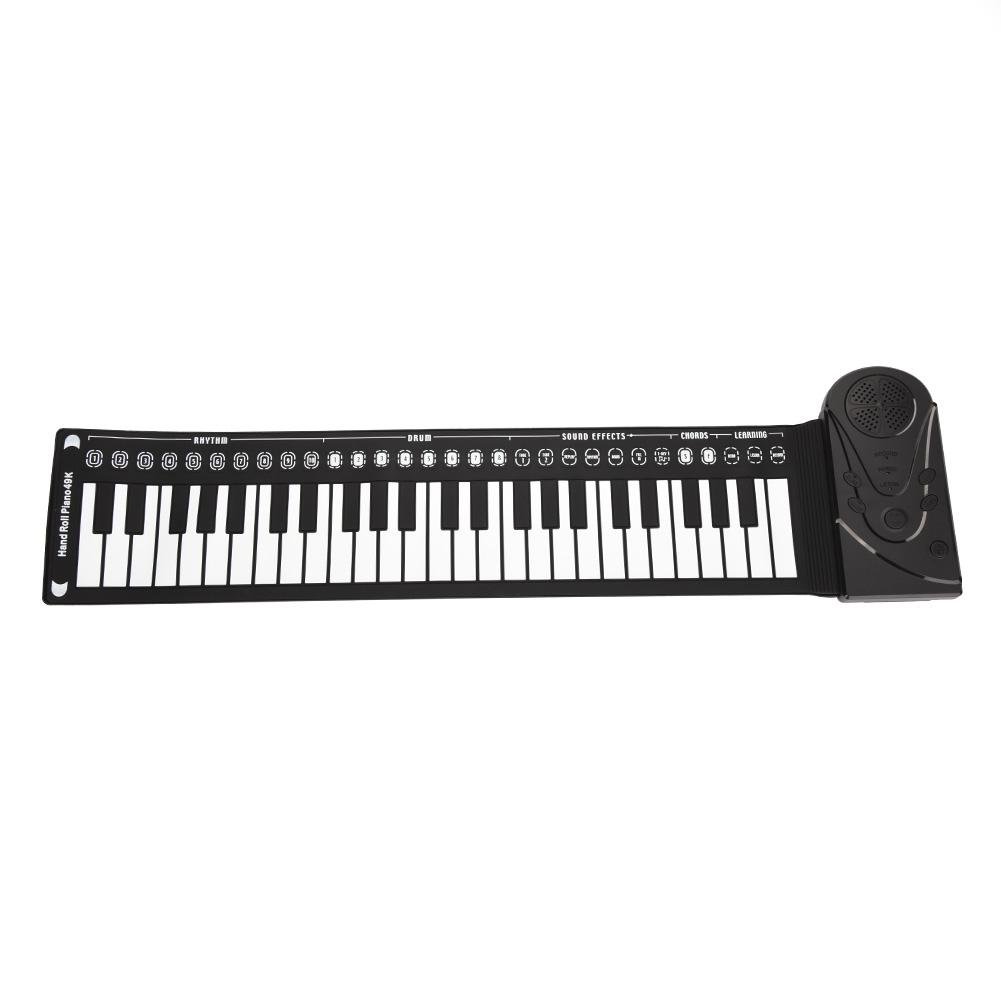 Teclado electrónico, 49 teclas portátil, piano roll-up compacto, fácil de usar, diseño ligero, para niños principiantes, entretenimiento familiar, aprendizaje musical