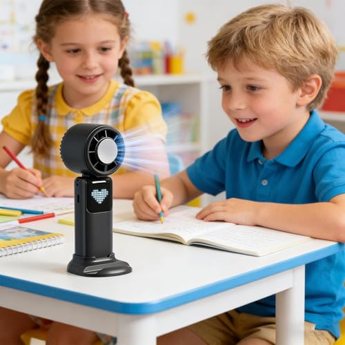 Ventilador de viaje portátil y compacto con pantalla digital para escritorio y camping 3