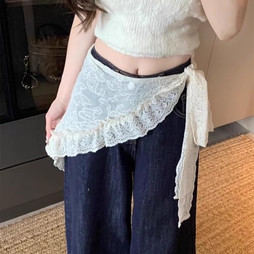 Women Lace Cover Up Skirt Triangle Shawl Mermaid Skirt Sheer See Through Swimwear Beach Wrap Scarf4