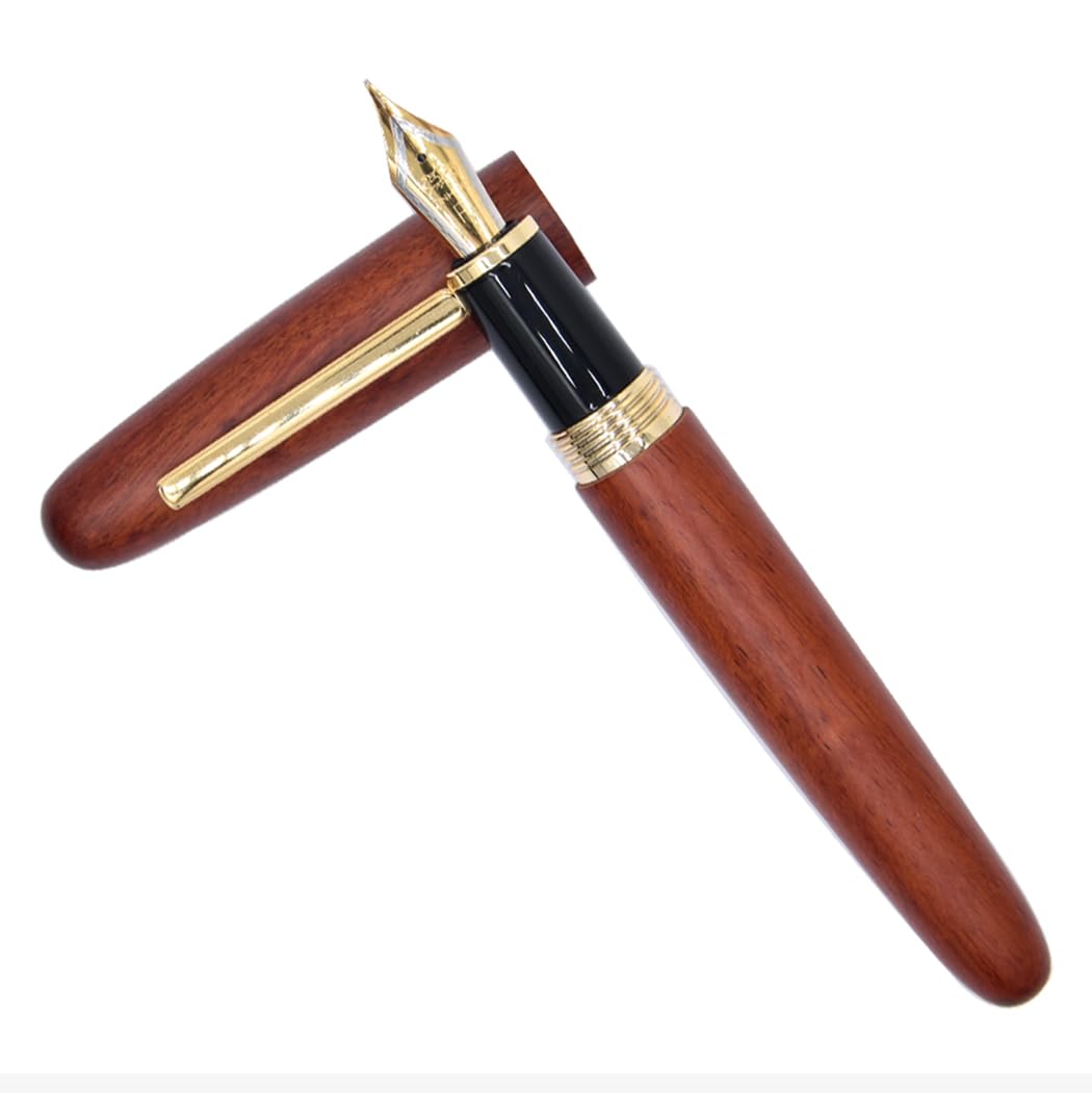 Ranvi Jinhao 9056 Natural Wooden Vintage Fountain Pen,Fine Nib,Rosewood - Image 3