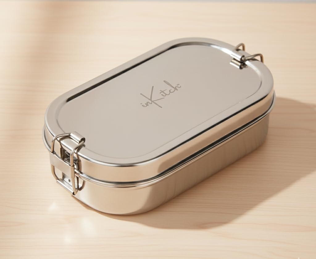 Smart & Stylish Steel Lunch Box 750ML | Leak-Proof Tiffin for Kids Boys & Girls | Food Safe, Durable, Inner Box, Lock Clip – Ideal for School & Office