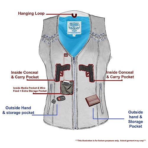 Image of Milwaukee Leather Premium Motorcycle Biker Rider Leather Vest for Women |LKL|ML|MLL|SH