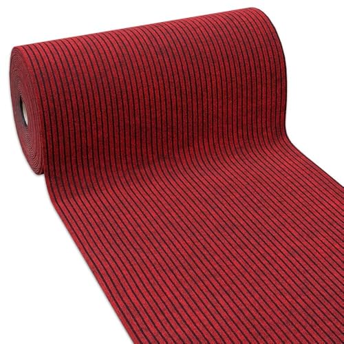 Alfombra para entrada exterior e interior, a medida, al metro, 100 cm de altura, alfombra de moqueta roja