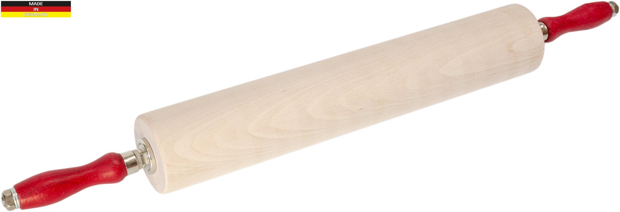 Nudelholz Profi Teigroller aus Buchenholz, Kugelgelagert (Teigrolle, Backrolle) (40cm)