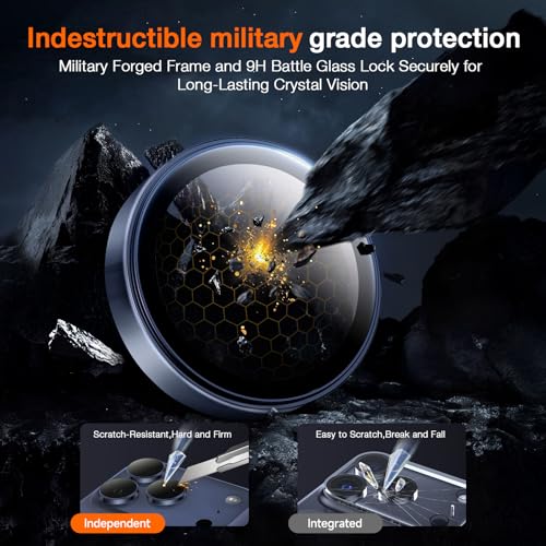 Image of LK 2 Pack for iPhone 17 Pro /17 Pro Max Camera Lens Protector [Top 9H+ Military Grade Shatterproof] One-Click Installation, Ultra-Tough HD, Individual Lens Protectors Scratch-resistant, Deep Blue