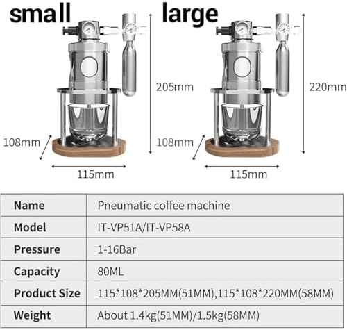 Manual Air Pressure Espresso Maker, Portable Pneumatic Coffee Machine with Extraction Pressure Gauge and Base,for Home, Travel(58mm)