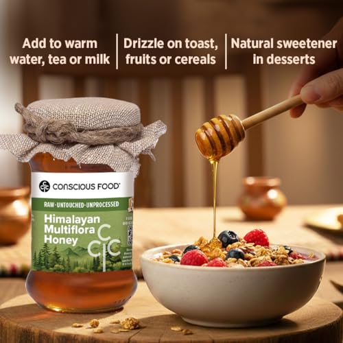 Image of Conscious Food Himalayan Multi Flora Honey | 200g | NMR Tested Honey | Certified by German Lab | Raw, Unheated and Unpasteurized