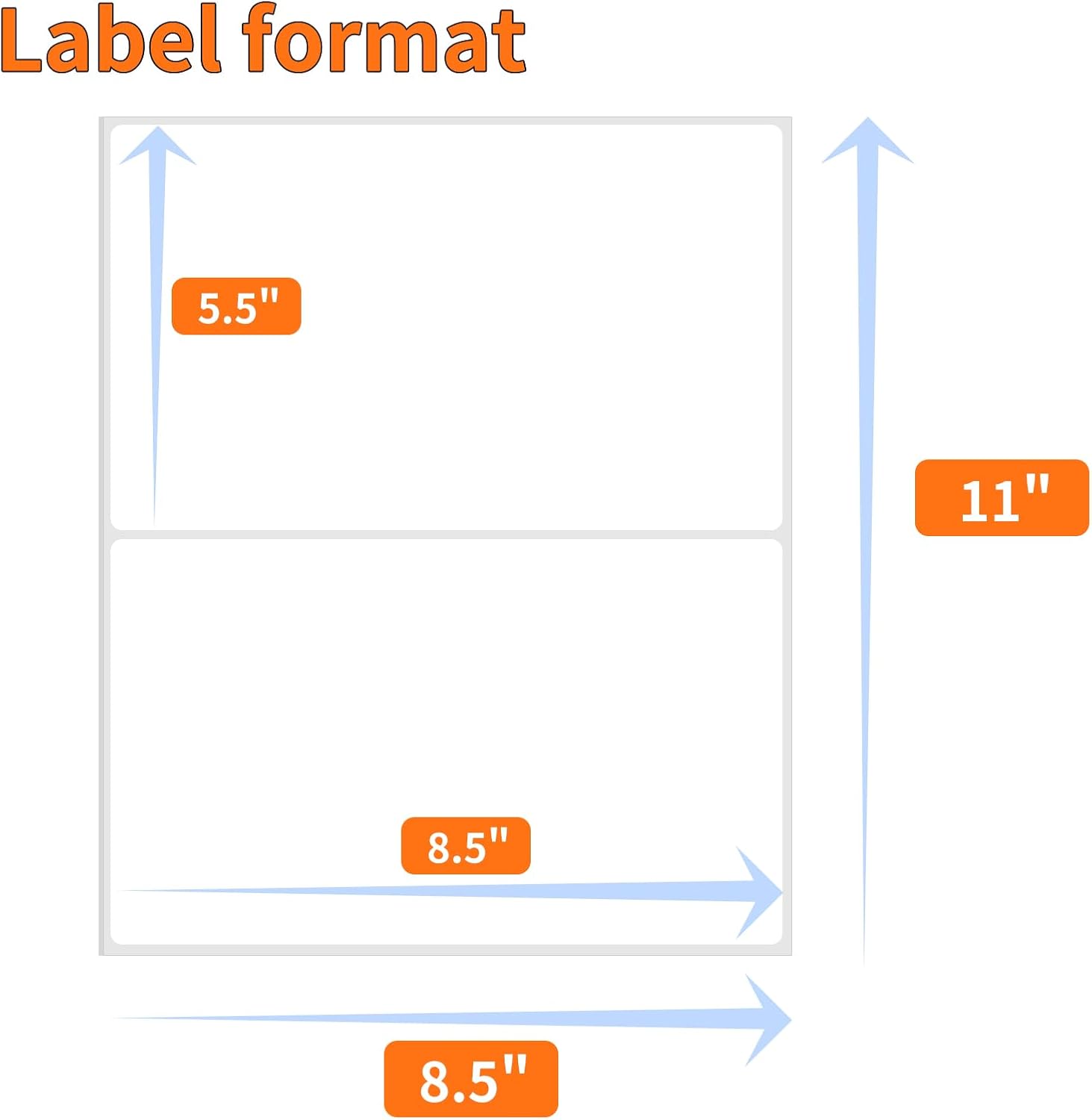Half Sheet Label,Mailing Label,Address Labels 2-UP,NefLaca White Shipping Labels,250 Sheets in Total(5.5"x 8.5"),Printable Sticker Paper for Laser & Inkjet Printer(500 Labels)
