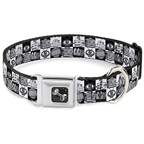 Collier de chien avec boucle os Buckle Down au design géométrique têtes de robot