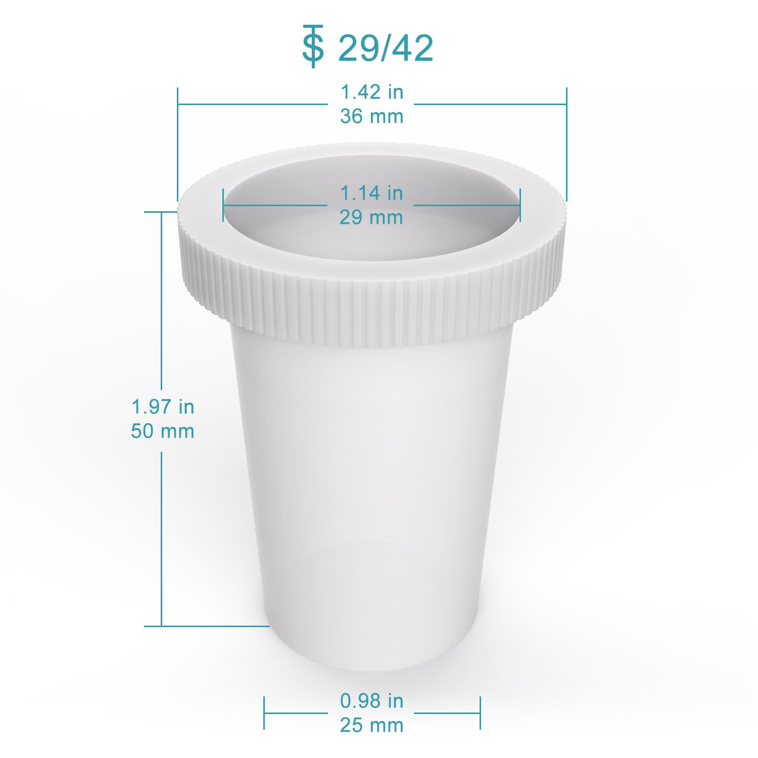 stonylab PTFE Sleeve, 29/42 Wiederverwendbare Gerippte PTFE-Verbindungshülse mit Verstärktem Greifring