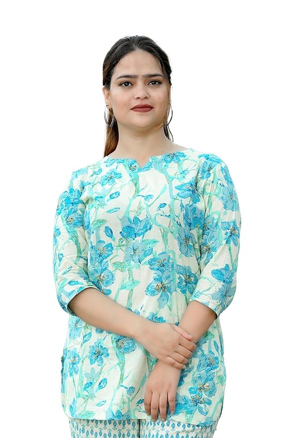 Image of Women's Cotton Pajama Set with Top & Pants|| Korean Night Suit|| Lightweight Printed Set || Soft & Comfy Sleepwear for Girls & Women