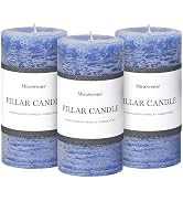 3x6 Inch Blue Pillar Candles Set of 3 - Hand-Poured Unscented Candles, Long Clean Burning, Large ...