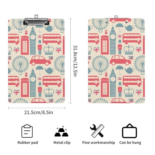 Porte Document avec Clip de Bureau Étanche et Planchette de Note A4