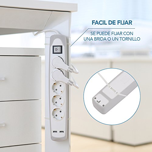Steckdosenleiste mit Flachstecker Electraline 62159 und USB-Anschlüssen