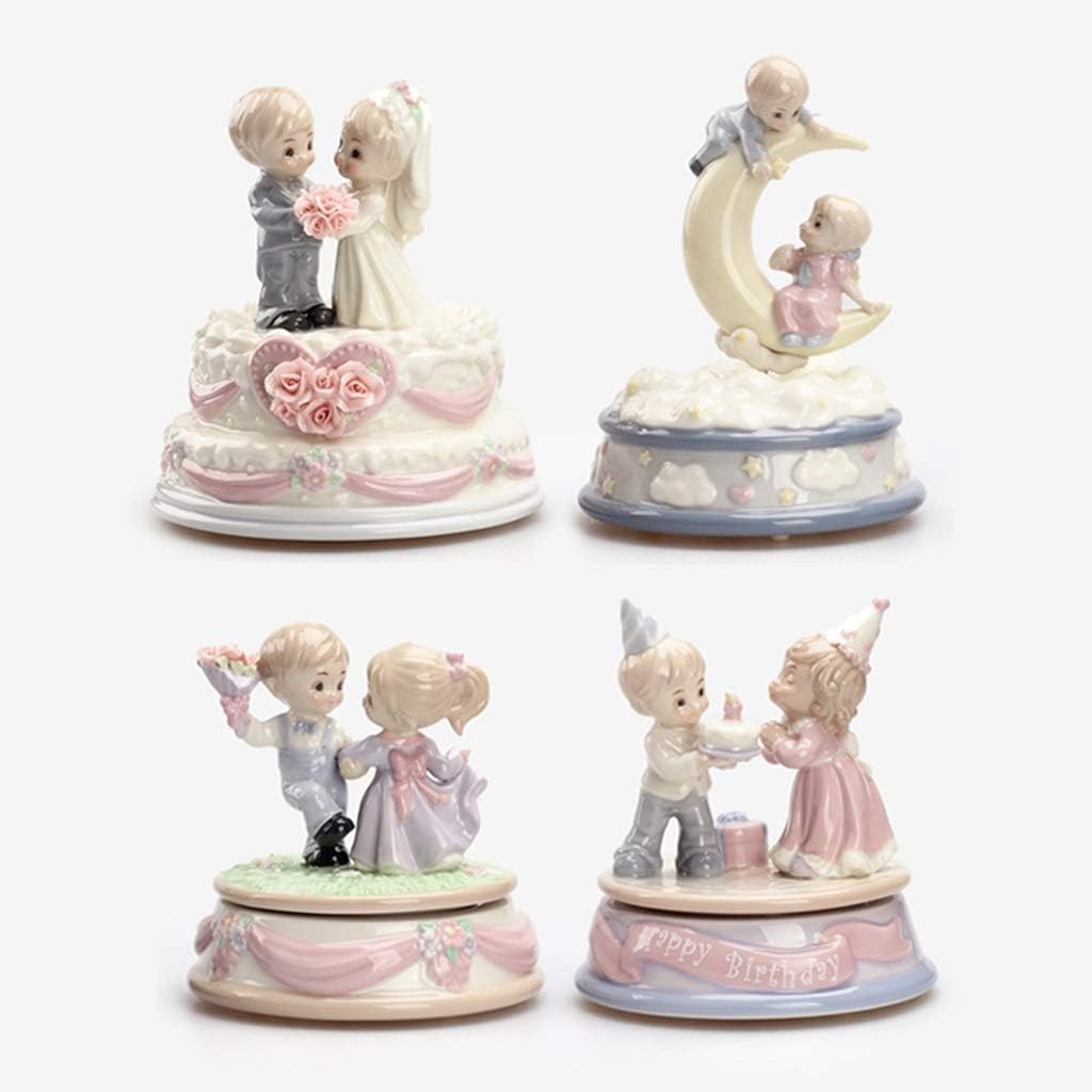 Music Box Ceramic Music Box for Friends/Family/Lover Creative Romantic Music Box (Congratulations Tune) Wood Musical Box (Color : Congratulations)