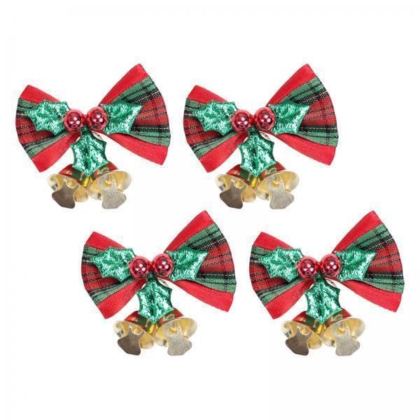 Tachiuwa 2x4Pcs Christmas Tree Ornaments Bowknot Charms Wrapping