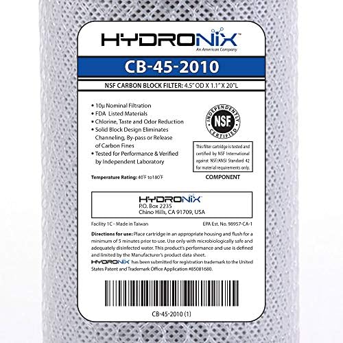 Hydronix HX-CB-45-2010 Whole House, Commercial & Industrial Nsf Coconut Carbon Block Water Filter, 4.5 inch x 20 inch - 10 Micron, White image 4
