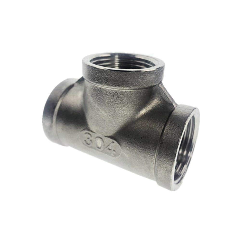 Icxlpmc Women's One Color Pipe Connector 5Pcs Thread Three Tee Joint Pipe Connection 304 Stainless Steel Connector Fittings (Thread Specification : Dn6)
