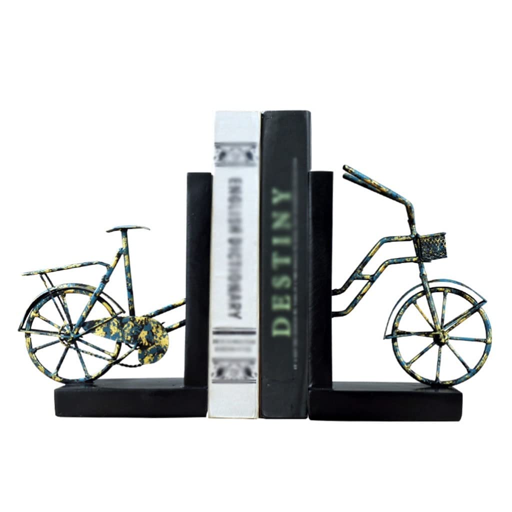 Serre-livres vintage bicyclette bleue, idée cadeau originale pour lecteur