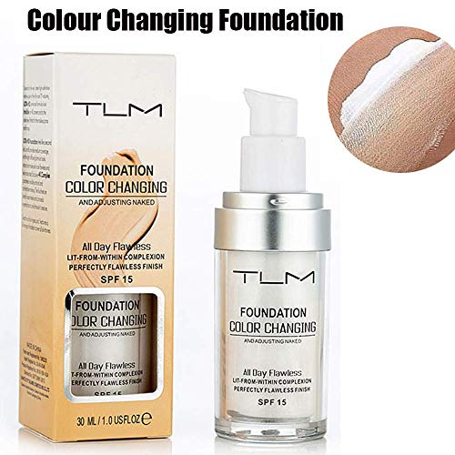 TLM Colour Changing Foundation, Flawless Color Changing Foundation Makeup Base Moisturizing Liquid Foundation for Women Girls SPF15, Sunscreen, Non-greasy, Non-marking, Long lasting(1Pack)