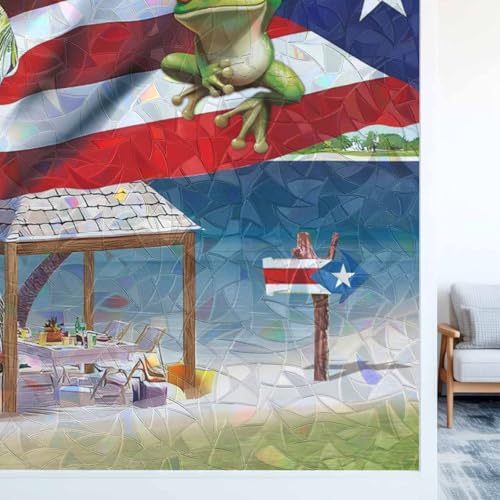 Película de privacidad para ventana con bandera de Puerto Rico miniatura 3