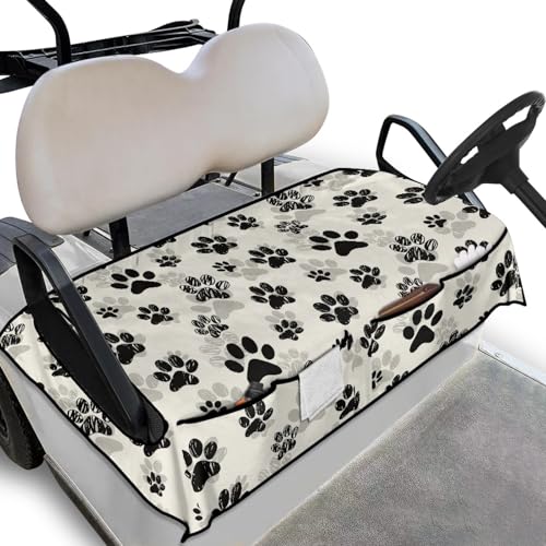 Knextrepoy Dog Paw Print Golf Cart Seat Cover with 4