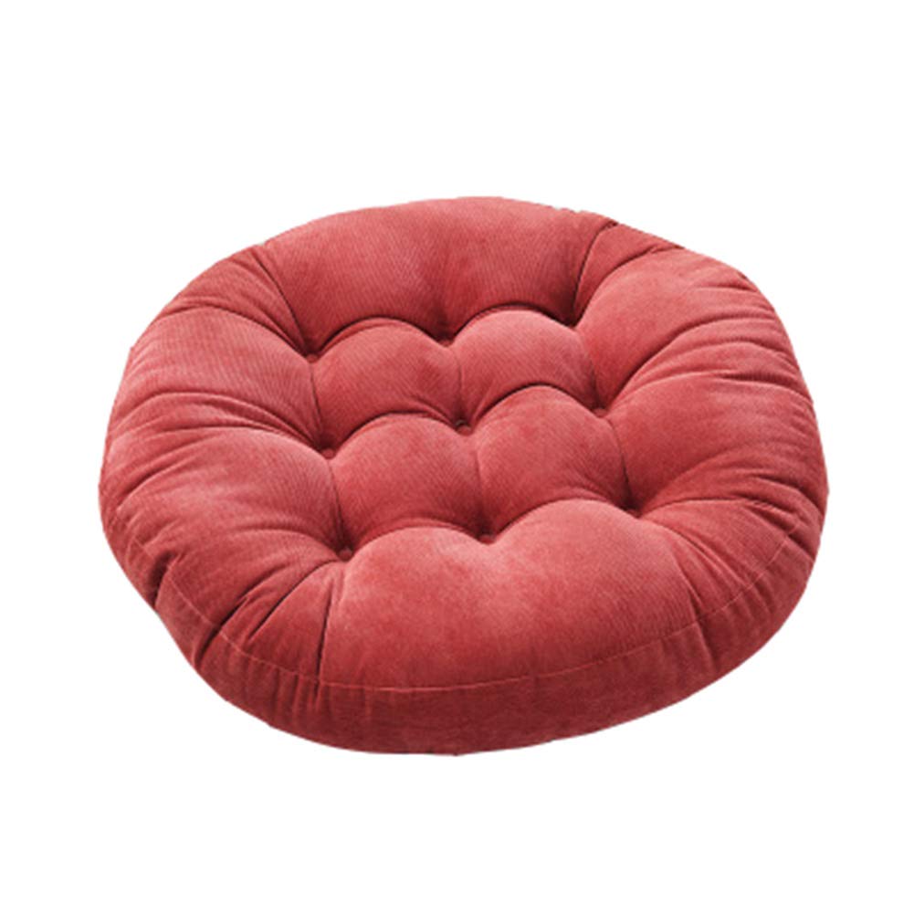 Cuscino rotondo in velluto a coste per sedia, cuscino futon e tappetino da yoga, 55 x 55 cm (rosso anguria), comodo decorazione per la casa per relax e meditazione