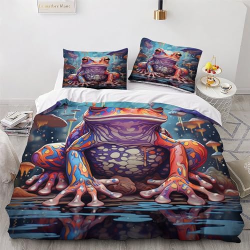 Parure de lit grenouille microfibre douce lavable anti-plis King - 6