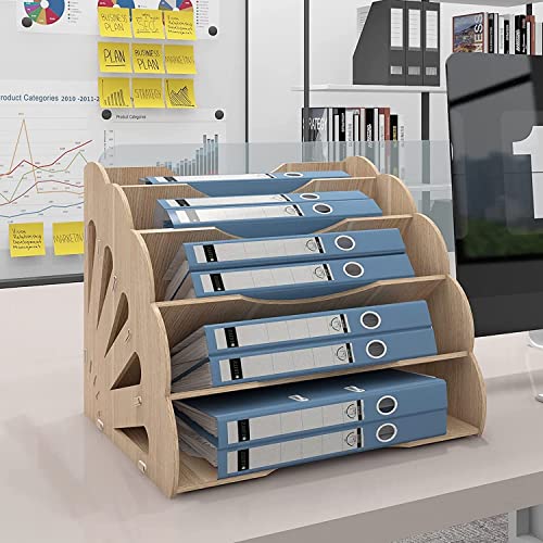 PUNCIA Dokumentenablage A4 Briefablage Ablagefächer Holz Schreibtisch Datei Organizer Papierablage Aktenaufbewahrung Ablagesystem Dokumentenhalter Ordner für Büro Arbeitszimmer Schule Office