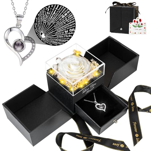 Rose préservée avec collier pour exprimer votre amour éternel