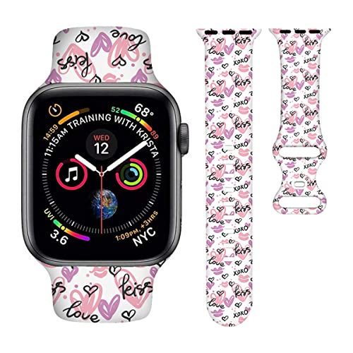 Valentines Watch Band Love Heart Smartwatch Band Compatible with Watch 38mm 40mm 41mm Soft Silicone Strap Replacement for Series 9/8/7/6/5/4/3/2/1/SE by BACDOILQ - Used condition - US$6.41