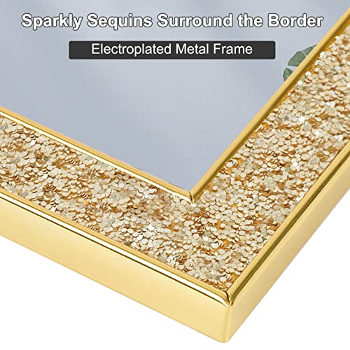 Iziddo 5X7 Picture Frames Set Of 2, Gold Sequins Bling Glitter Photo Frame, Made Of Metal And Real Glass, For Wall Or Tabletop Display (Gold, 5X7 #TOP1