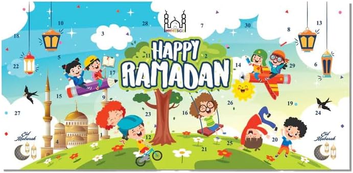MYMESCİD Ramadan-Kalender mit Süßigkeiten Ramadan-Countdown für Kinder Ramadan-Geschenkidee
