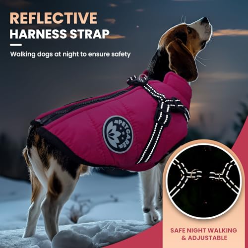 PETCARE Winter Dog Coat with Harness Built in Waterproof Dog Jackets Warm Pet Fleece Vest Windproof Snow Jacket Snowsuit Reflective Dogs Cold Weather Coats for Puppy Small Medium Large Dogs Cats - Image 5