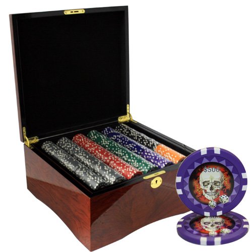 MRC 750pcs Skull Casino Poker Chips Set with High Gloss Wood Case Custom Build