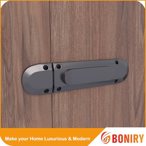 Image of Boniry Door Latch Lock | Solid Metal Door Stopper for Bathroom, Home, Office | Easy Install, Smooth Sliding, Heavy Duty Latch (4, Satin Black)