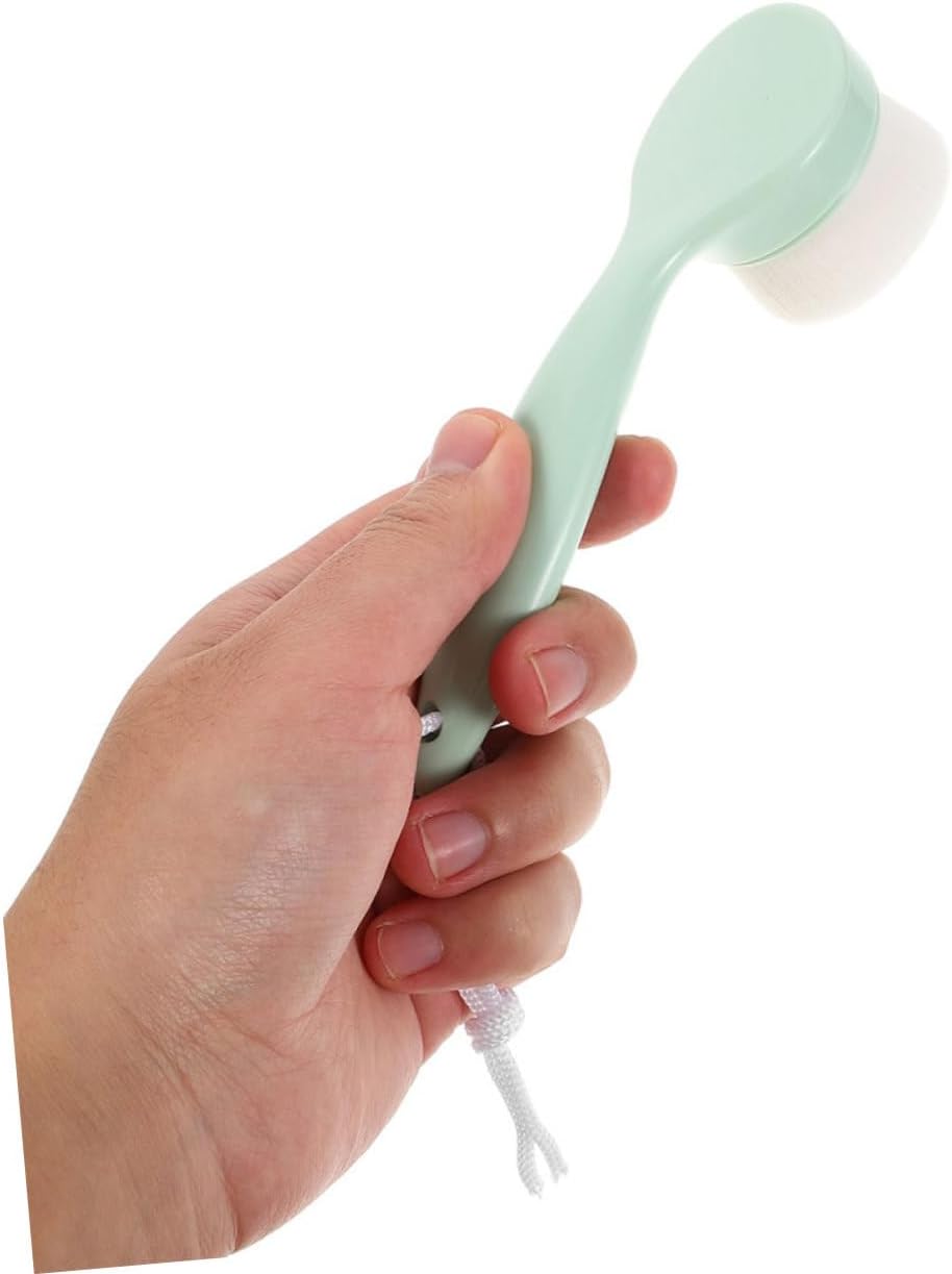 2pcs Long Handle Soft Bristle Facial Cleansing Brush for Women Manual Face Scrubber Tool for Makeup Removal and Daily Skincare Routine Gentle and Face Brush