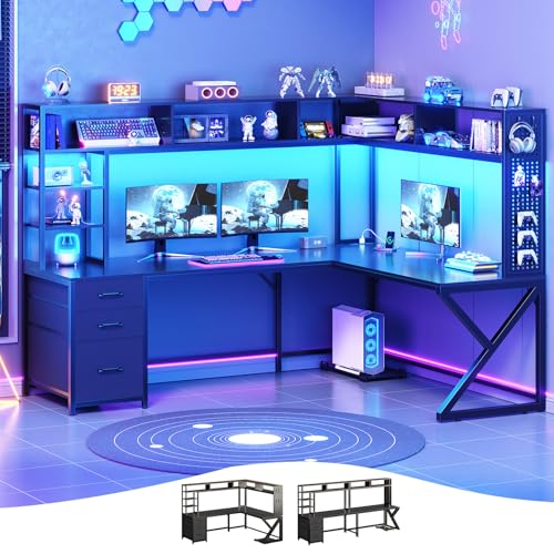 SEDETA L Shaped Gaming Desk with Storage Shelves and Hutch, Convertible 94.5