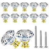 GoodtoU Gold 12 Drawer Knobs - Gold Glass Knobs and Drawer Pull Dresser Knobs for Cabinets and...