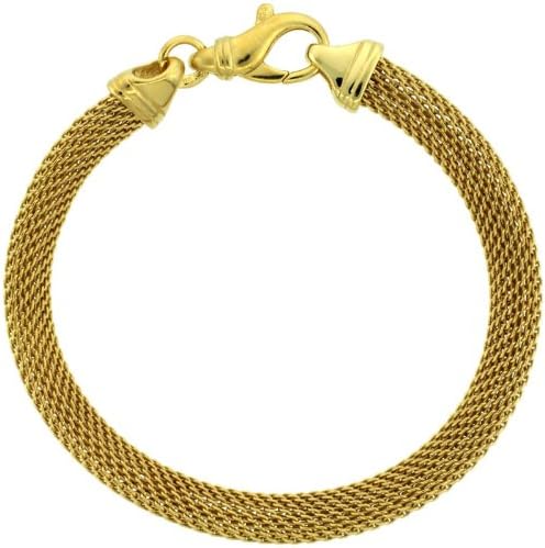 Sterling Silver Mesh Bracelet Yellow Gold Finish, 1/4 inch Wide