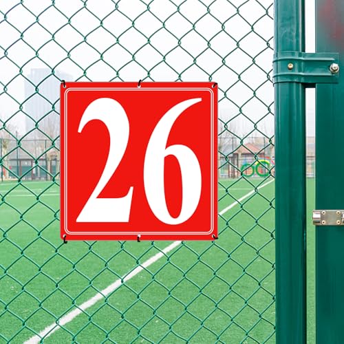 Image of Premium Aluminum Number Signs 26, Metal 12 inch X 12 inch Red Numbered Signs Outdoor for Parking Lots, Floor, Dock, Court, Aisle, Field, High Visibility, No Fade, Weather-resistant