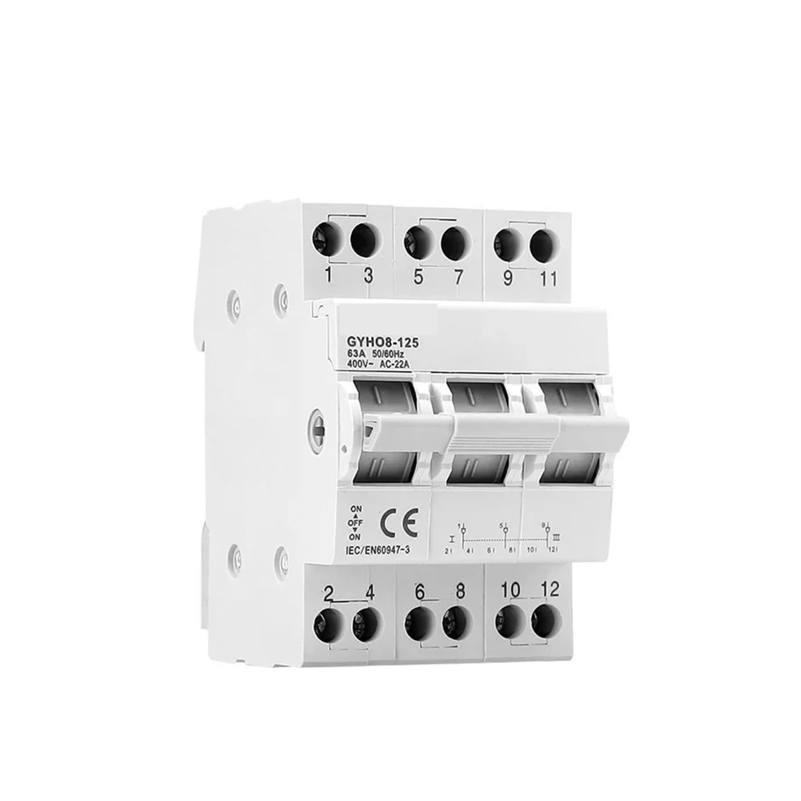 Leotnndq 3P Gyho8 40A 63A 100A 125A Dual Power Manual Transfer Isolating Switch Interlock Circuit Breaker Modular Changeover Switch(125A)